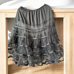 Voodoo Vixen Black Tulle Petticoat Skirt with Ruffled Tiers